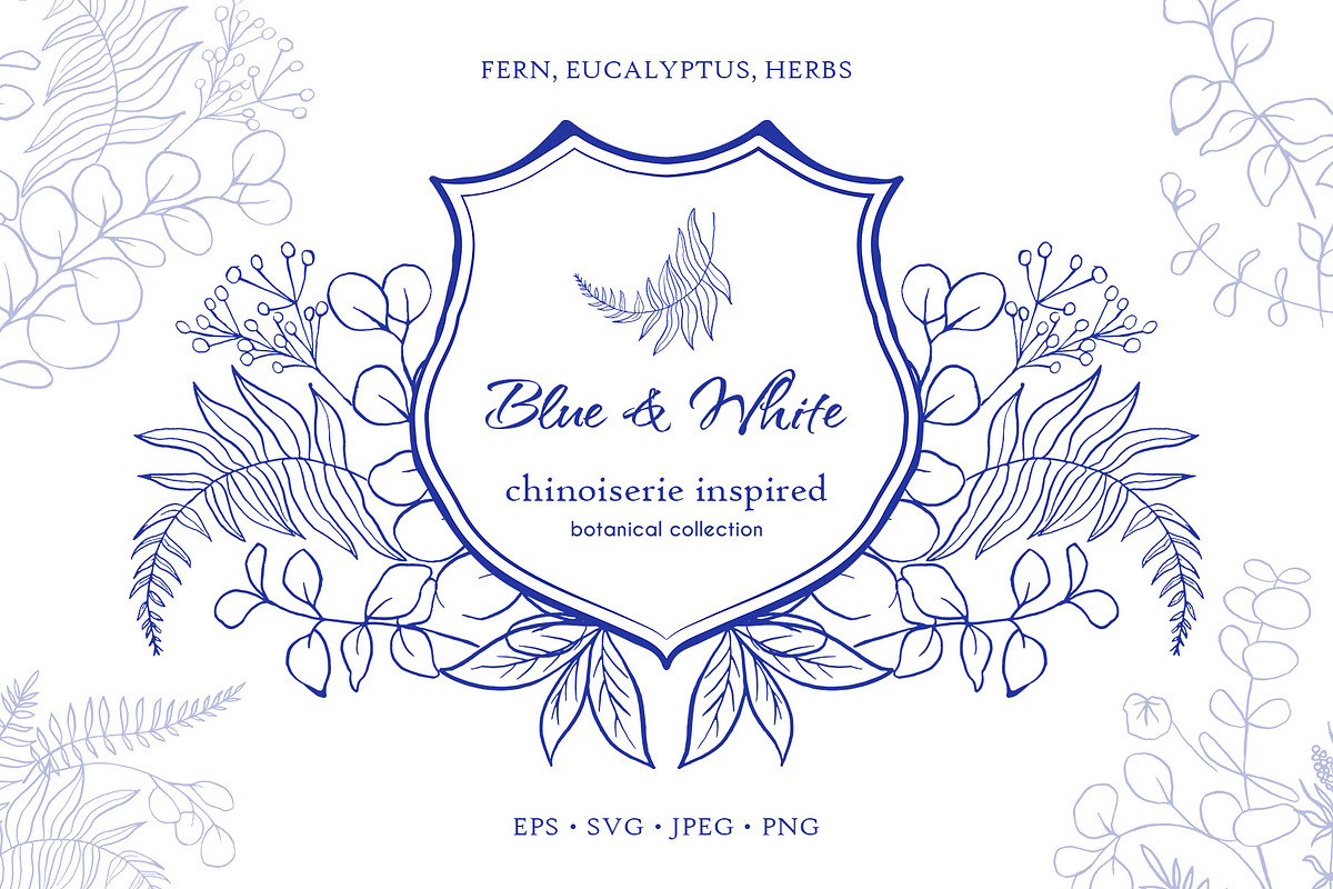 Blue&White. Chinoiserie inspired set, a Decorative Illustration by Liliia Polos Illustration (Photo 1 of 13)