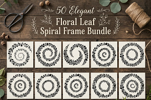 50 Elegant Floral Leaf Spiral Frame
