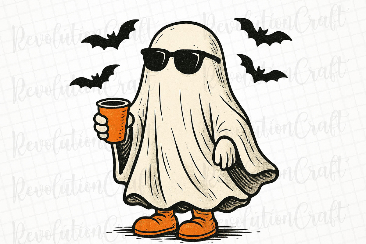 Cute Halloween Coffee Ghost Png, an Illustration by OK Design (Photo 1 of 4)