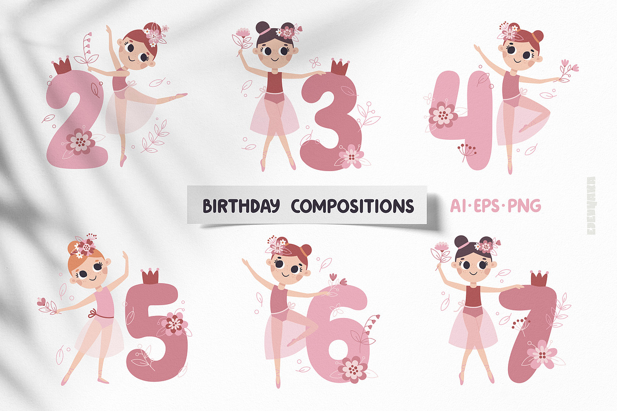 Cute Ballerina Clipart, Patterns, a Person Illustration by Ejevyaka (Photo 8 of 11)