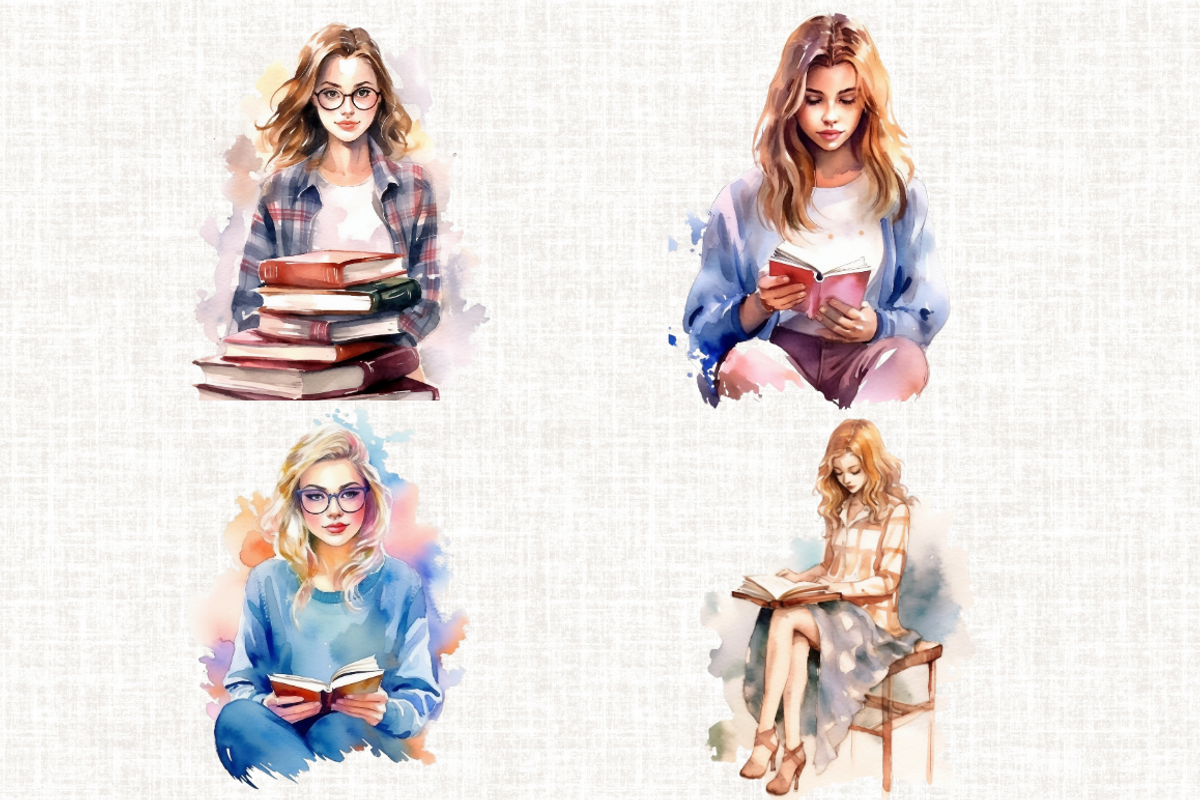 Watercolor Bookworm Clipart, a Person Illustration by Mash Mash Stickers (Photo 7 of 9)