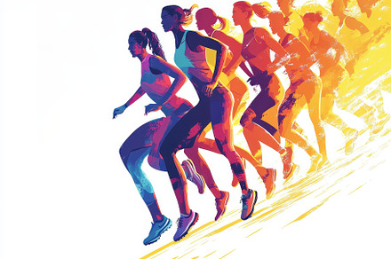 Competitive Female Runners Racing wi, a Background Photo by Pixeness