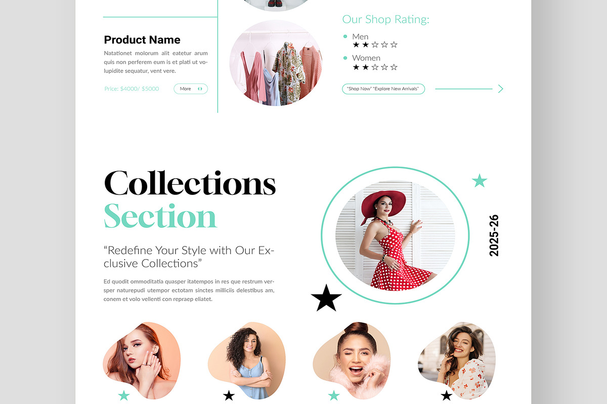 Fashion Landing Page Layout, an UI Kit Template by CreativeShaper (Photo 5 of 6)