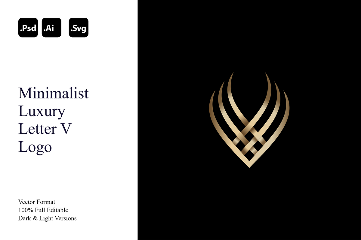 Minimalist Luxury Letter V Logo, a Branding & Logo Template by Luxury Logos (Photo 1 of 4)