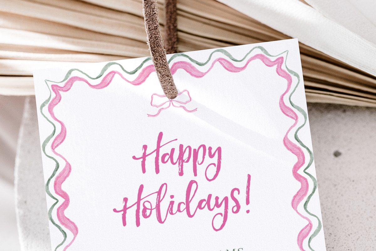 Coquette Christmas Pink Bow Greenery, a Seasonal Illustration by Essem Creatives (Photo 7 of 7)