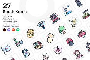 South Korea Icons Set - Filled Line, an Icon by Kmg Design