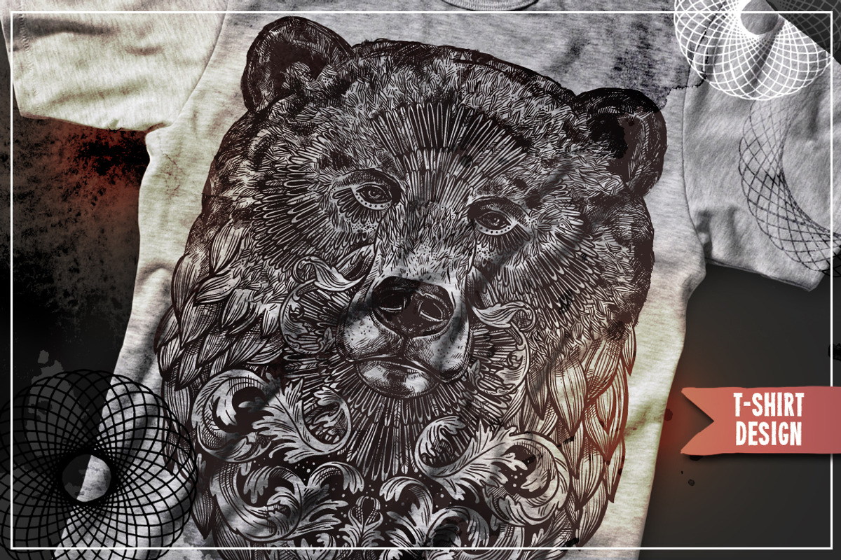 Ornamental Hand Drawn Bear, an Animal Illustration by alexrockheart (Photo 4 of 4)