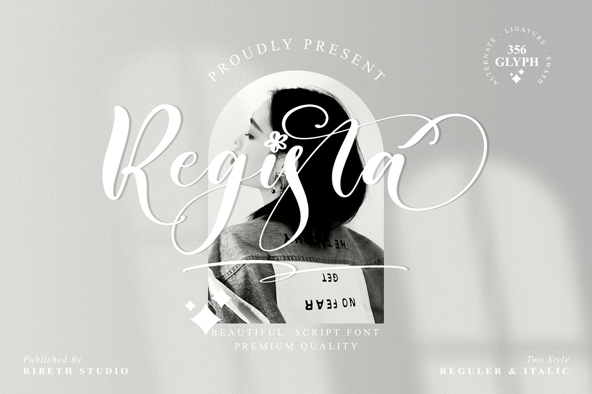 Regista - beautiful script font, a Script Font by ribethstudio (Photo 1 of 12)