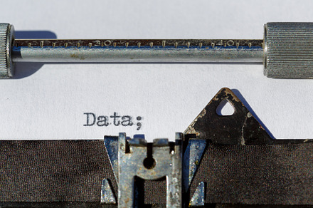 Vintage typewriter with a text