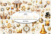 Watercolor New Year ClipArt's, an Illustration by DreamCafeArt (Thumbnail 1 of 6)