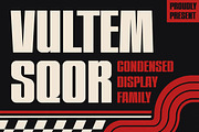 Vultem Sqor - Bold Condensed Display, a Sans Serif Font by Gumrega Studio (Thumbnail 1 of 8)