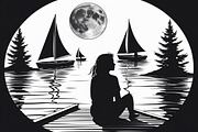 Mindful Lake Meditation Silhouette S, an Illustration by Creativeshirt (Thumbnail 6 of 9)