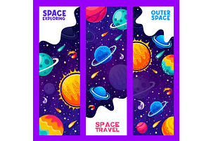 Space Travel And Explore Banners