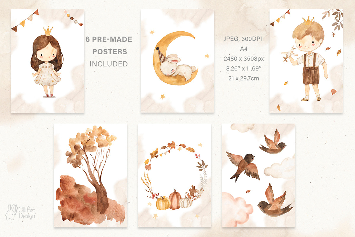 AUTUMN MOMENTS. Watercolor clipart, an Animal Illustration by OlliArtDesign (Photo 4 of 8)