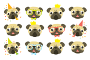 Vector pugs + 3 design templates, an Illustration by Olyzel (Thumbnail 4 of 5)
