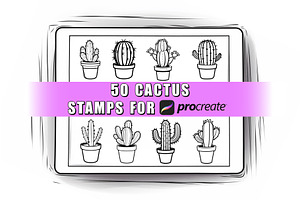 50 Cactus Procreate Stamps Brushes