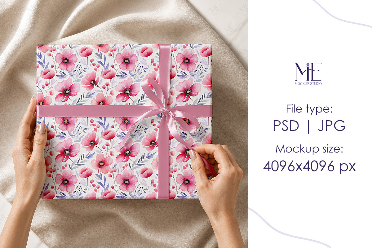 Wrapping Paper Gift Wrap Box Mockup, a Packaging Mockup by Mie Mockup Studio (Photo 6 of 7)