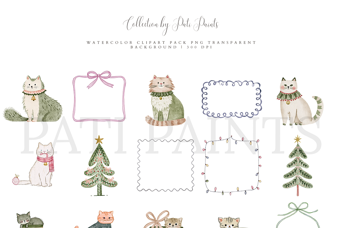 Christmas Cat Clipart Set, an Animal Illustration by Pati Paints (Photo 11 of 12)