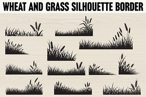 Wheat and grass silhouette border, an Illustration by BIPLOB EXPERT