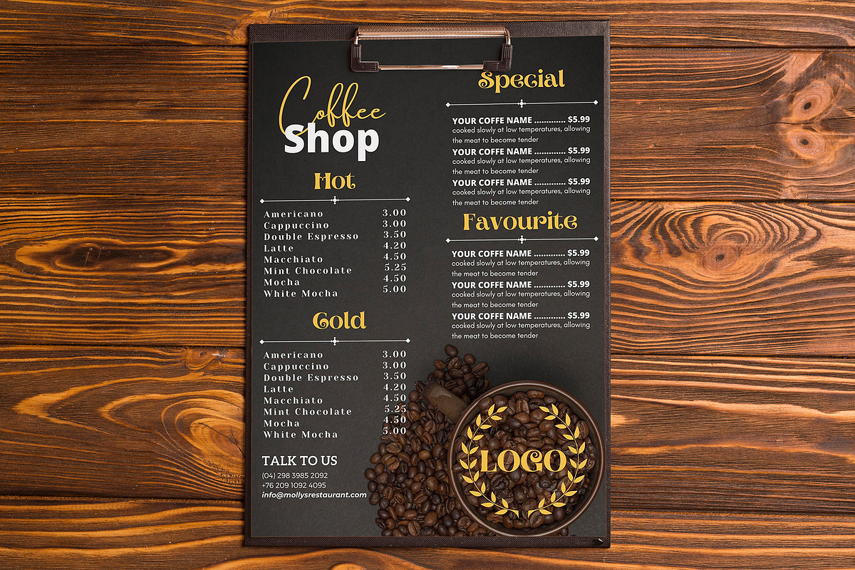 Printable Canva Coffee Menu, a Flyer Template by iloveTemplate (Photo 1 of 4)
