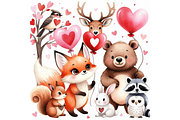 Whimsical Woodland Valentine Clipart, a Seasonal Illustration by Creative design (Thumbnail 5 of 7)