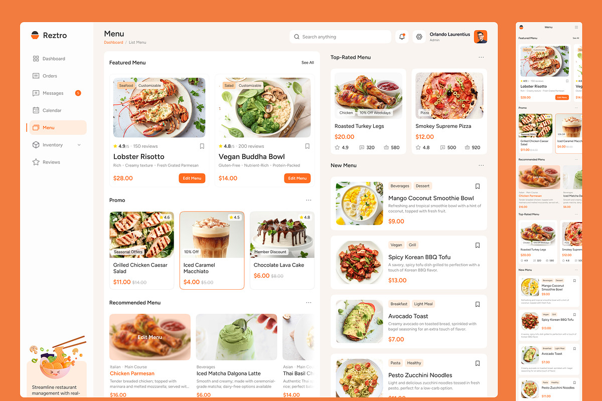 Reztro - Restaurant Dashboard, an UI Kit Template by peterdraw (Photo 4 of 7)