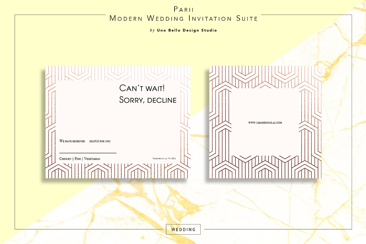 Parii Modern Wedding Stationery, an Invitation Template by Uno Bello Design Studio (Photo 3 of 5)