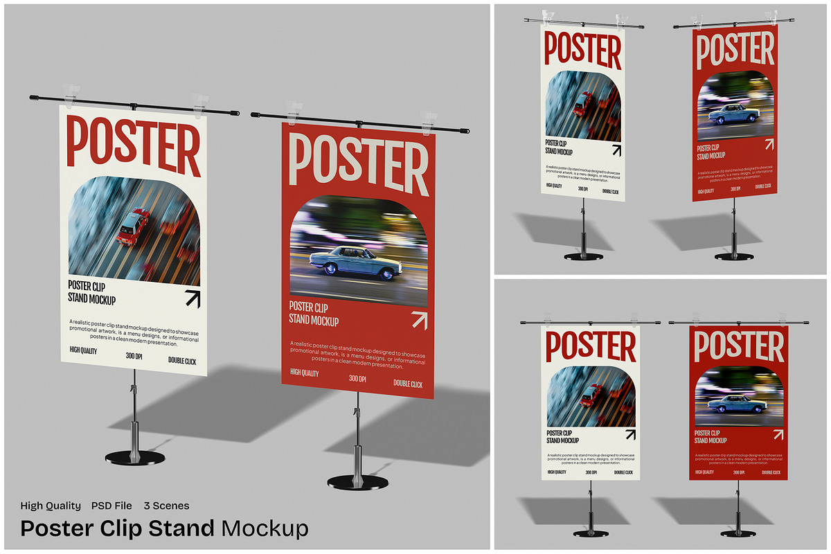 Poster Clip Stand Mockup, an Advertising Mockup by Unerispace (Photo 1 of 5)