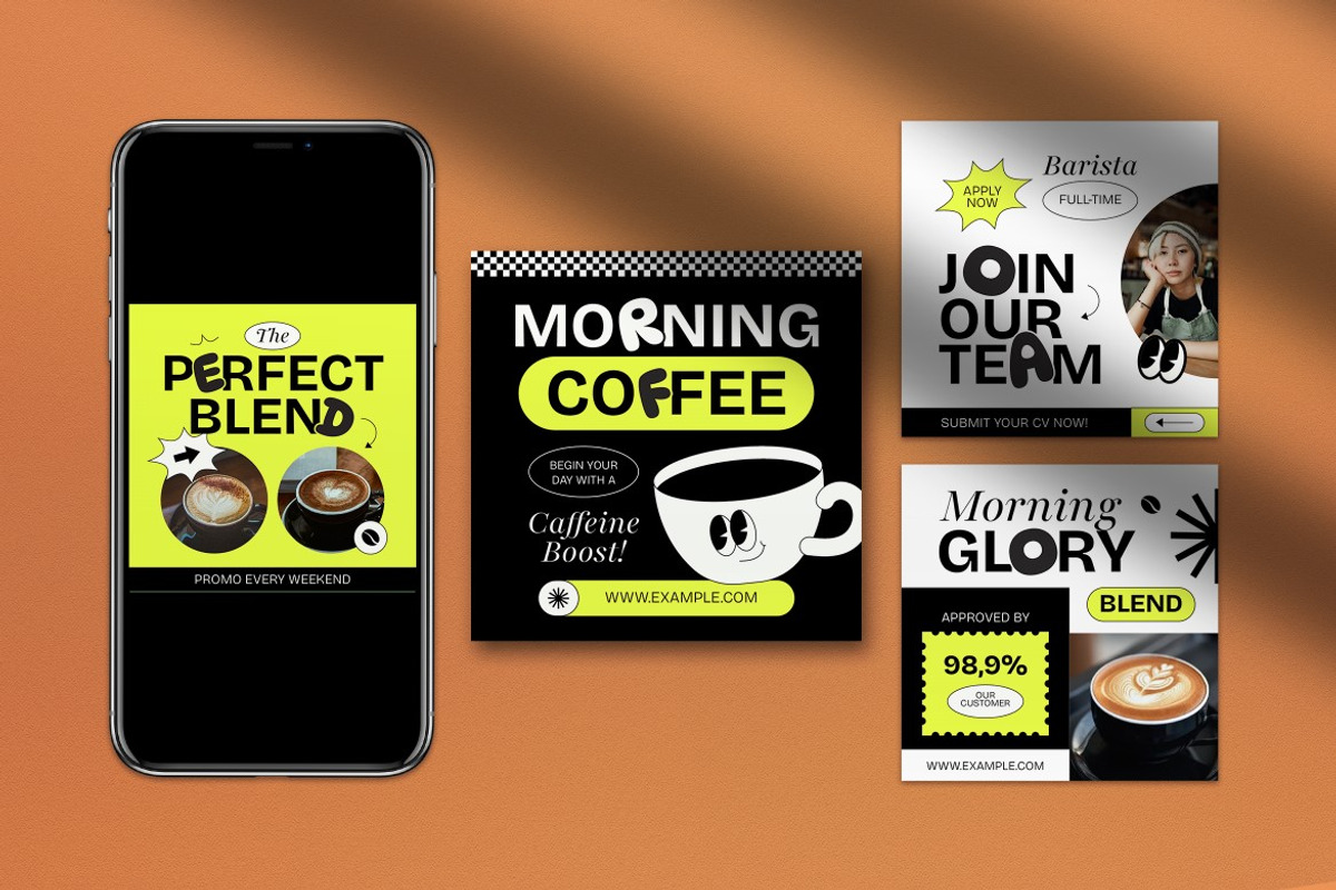 Yellow Modern Coffee Instagram Pack, a Social Media Template by graphicook (Photo 3 of 5)