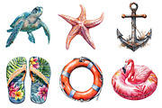 Coastal Summer Clipart PNG, an Illustration by SinaCreation (Thumbnail 2 of 5)
