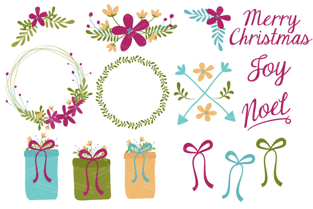 Bohemian Christmas Clipart & Papers, an Illustration by Amanda Ilkov (Photo 3 of 5)
