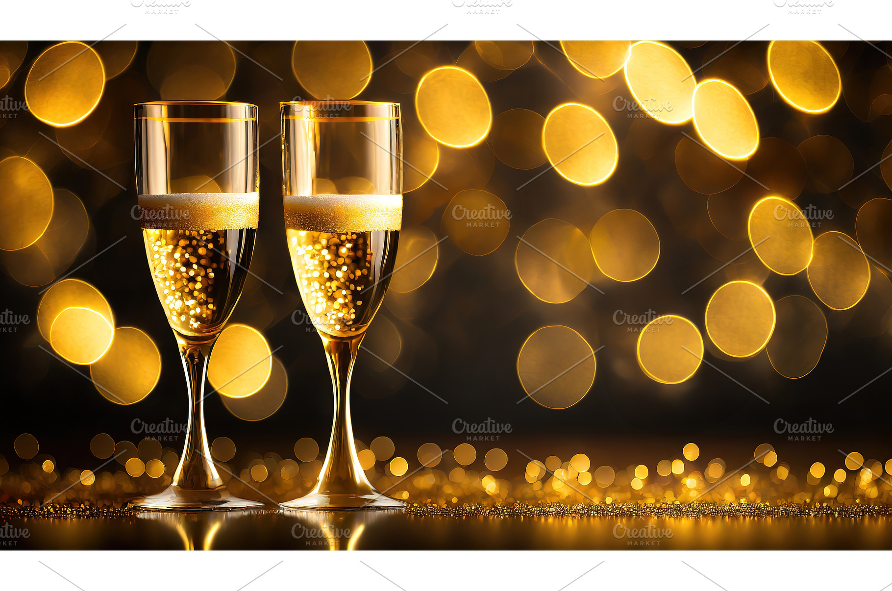 Two champagne flutes filled with, a Food & Drink Photo by Igor Tichonow