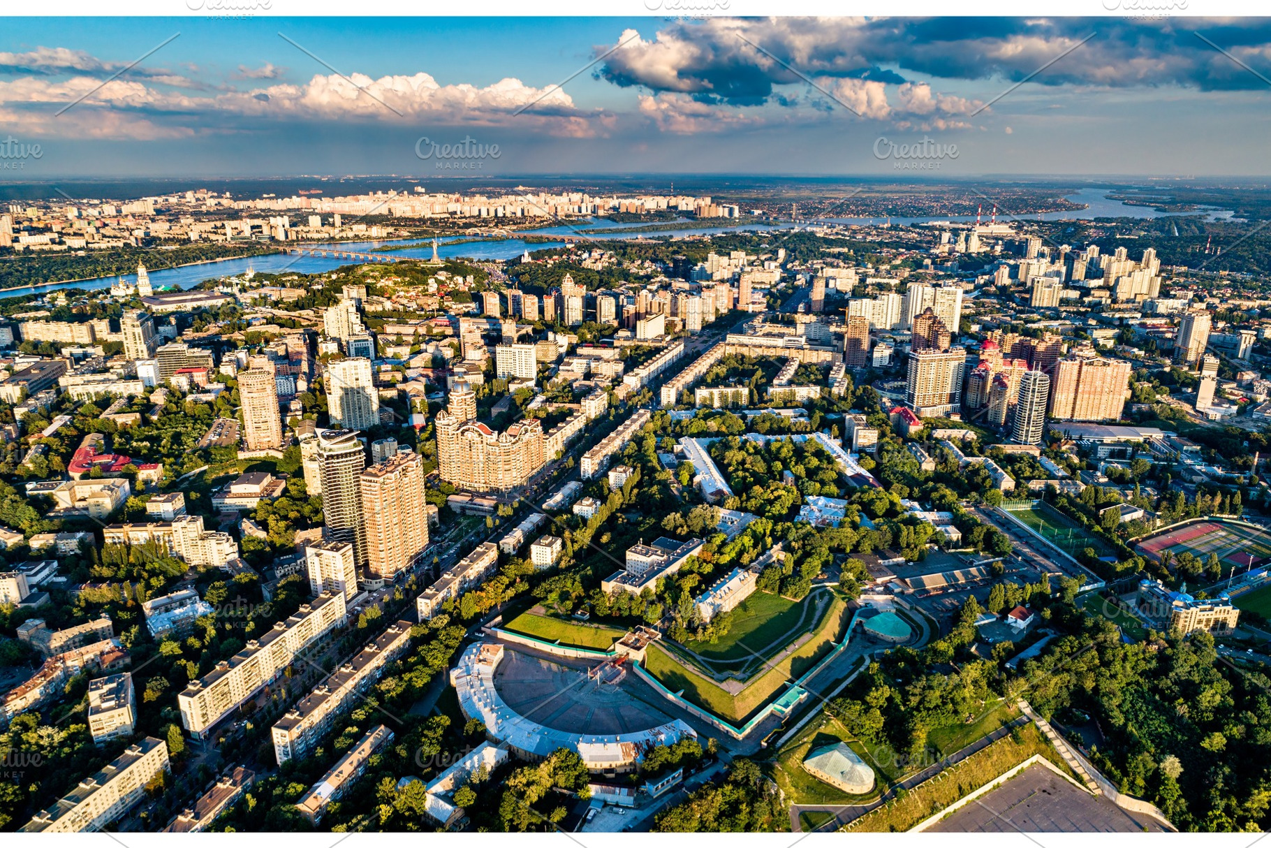Aerial view of pechersk a central featuring kiev, view, and ukraine, an Architecture Photo by Leonid Andronov