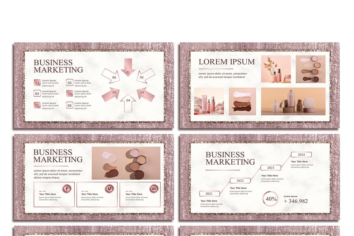 Beauty Rose Gold Powerpoint Template, a Presentation Template by SKY CREATION (Photo 3 of 6)
