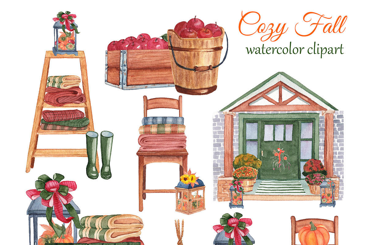 Cozy Fall Watercolor clipart, an Illustration by s.yanyeva (Photo 2 of 5)