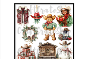 Watercolor Western Christmas Clipart, an Illustration by CraftCrateShop (Thumbnail 7 of 7)