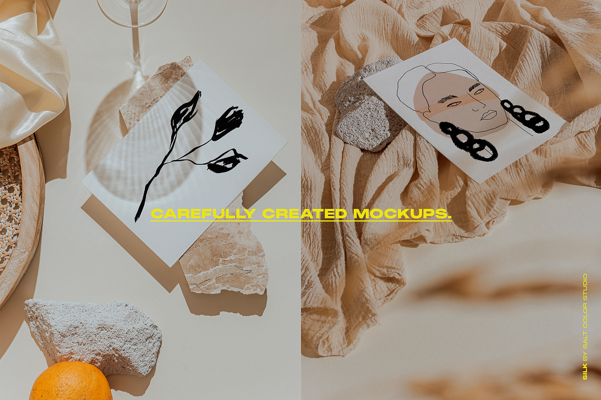 Silk Card and Invitation Mockups, a Product Mockup by Salt Color Studio (Photo 3 of 10)