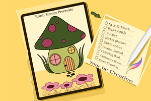 House Mushroom Coloring Template