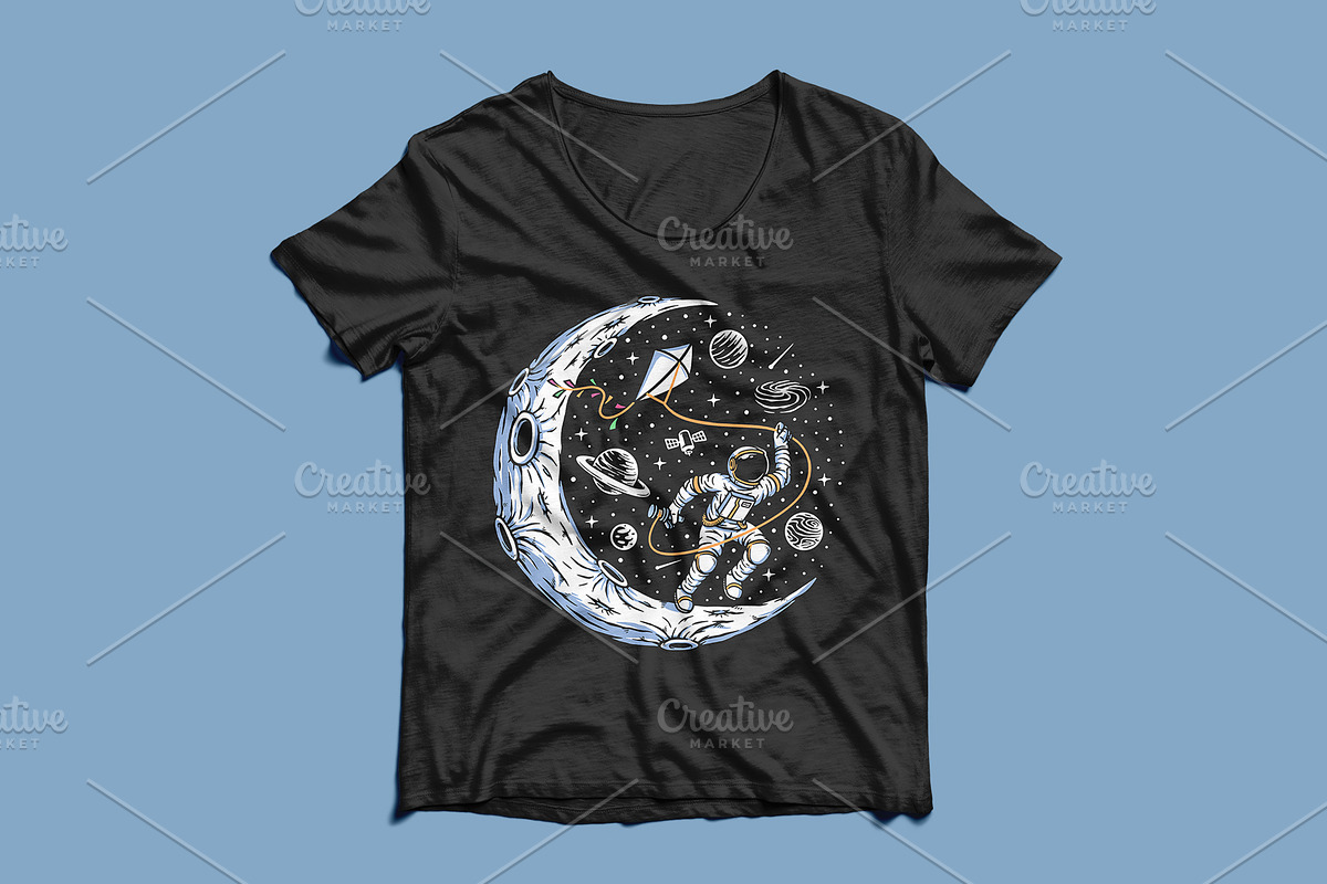 astronauts flying kites on the moon, a Person Illustration by gunaonedesign (Photo 3 of 4)