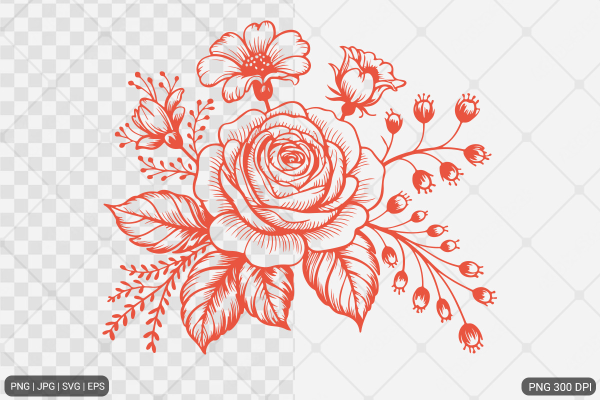 Rose Hand Drawn illustrations Set, an Illustration by Actual Pixel (Photo 3 of 6)