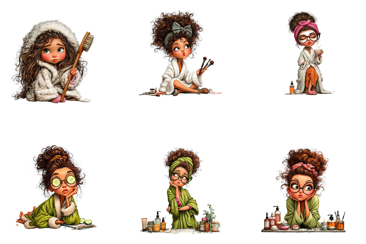 Whimsical Self Care Woman Clipart, a Seasonal Illustration by CreationArt (Photo 5 of 5)