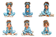 Whimsical valentine coffee girl clip, an Illustration by SinaCreation (Thumbnail 3 of 11)