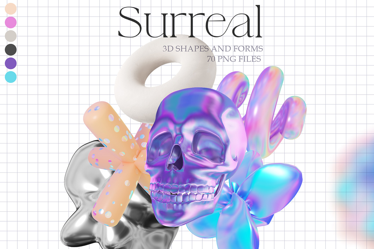 Surreal Holo Abstract 3D Shapes, a Graphic by LarysaZabrotskaya (Photo 4 of 11)