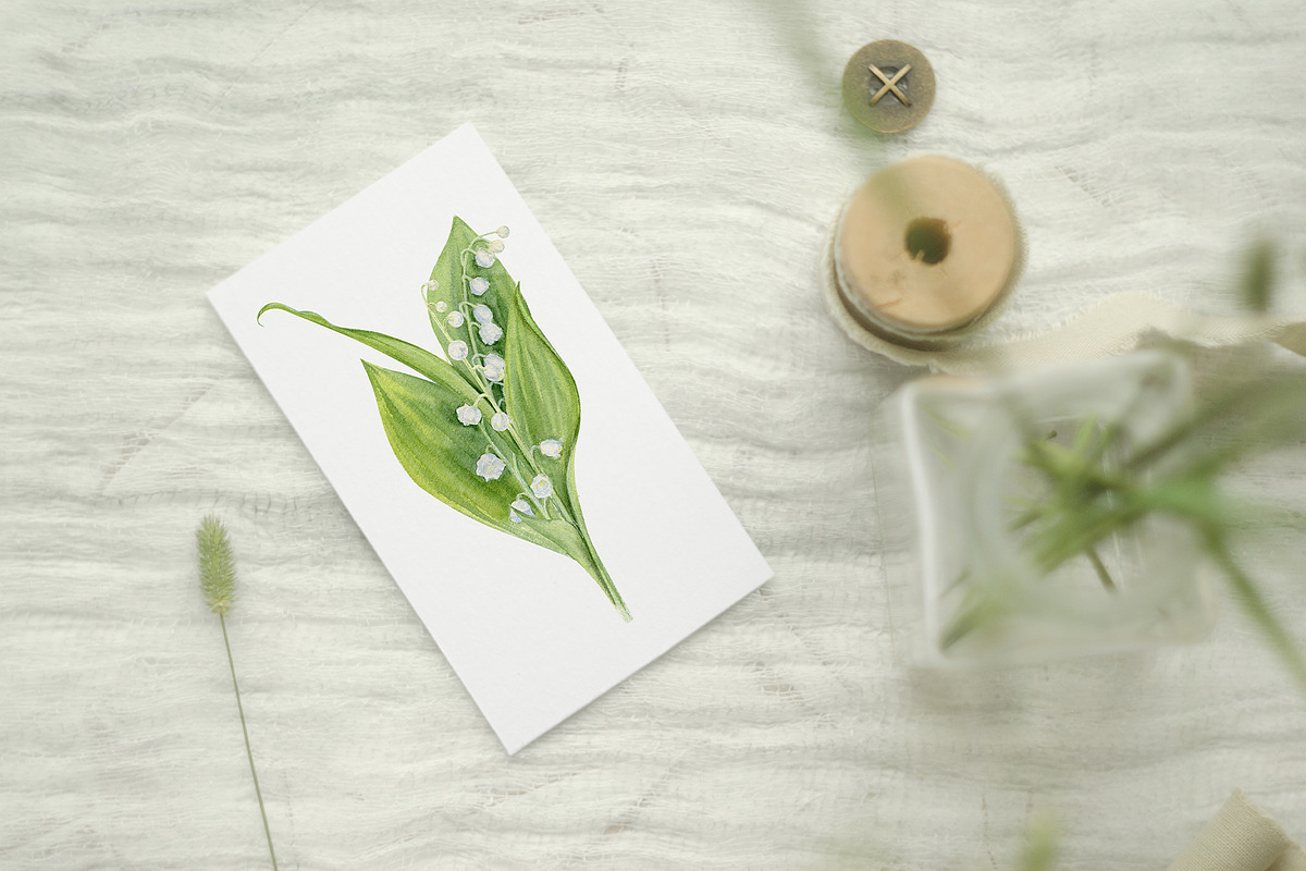 Lily Of The Valley Watercolor Flower, a Seasonal Illustration by NataliArkushArt (Photo 3 of 14)