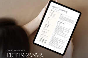 Canva Resume Template, CV Letter