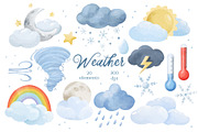 Watercolor Weather Clipart, an Education Illustration by ArtGiftsStudio (Thumbnail 1 of 4)
