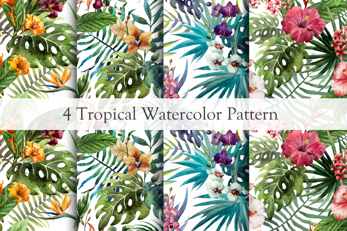 Set of Tropical Floral Patterns, a Pattern Graphic by Lembrik's Artworks (Photo 1 of 7)