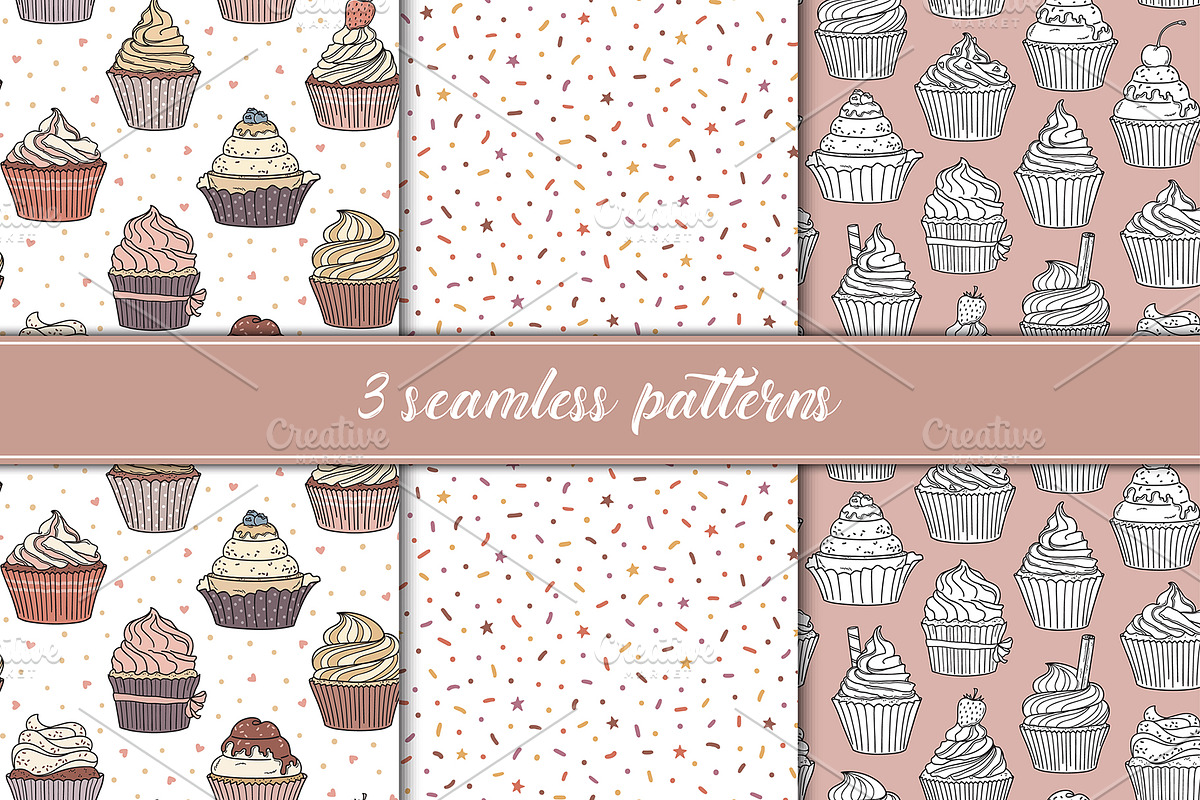 Cupcakes hand drawn vector set, a Graphic by InkySplash (Photo 5 of 7)