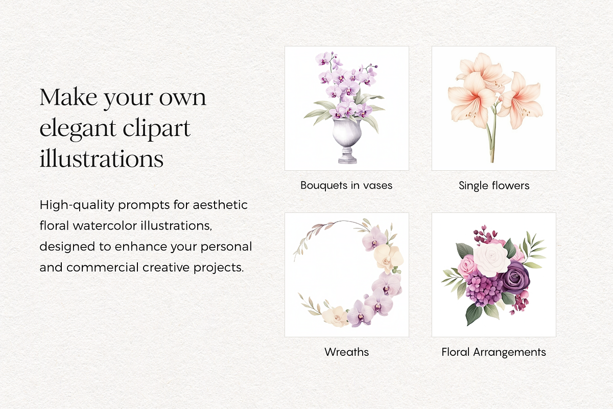 Midjourney Prompt for Floral Clipart Illustrations