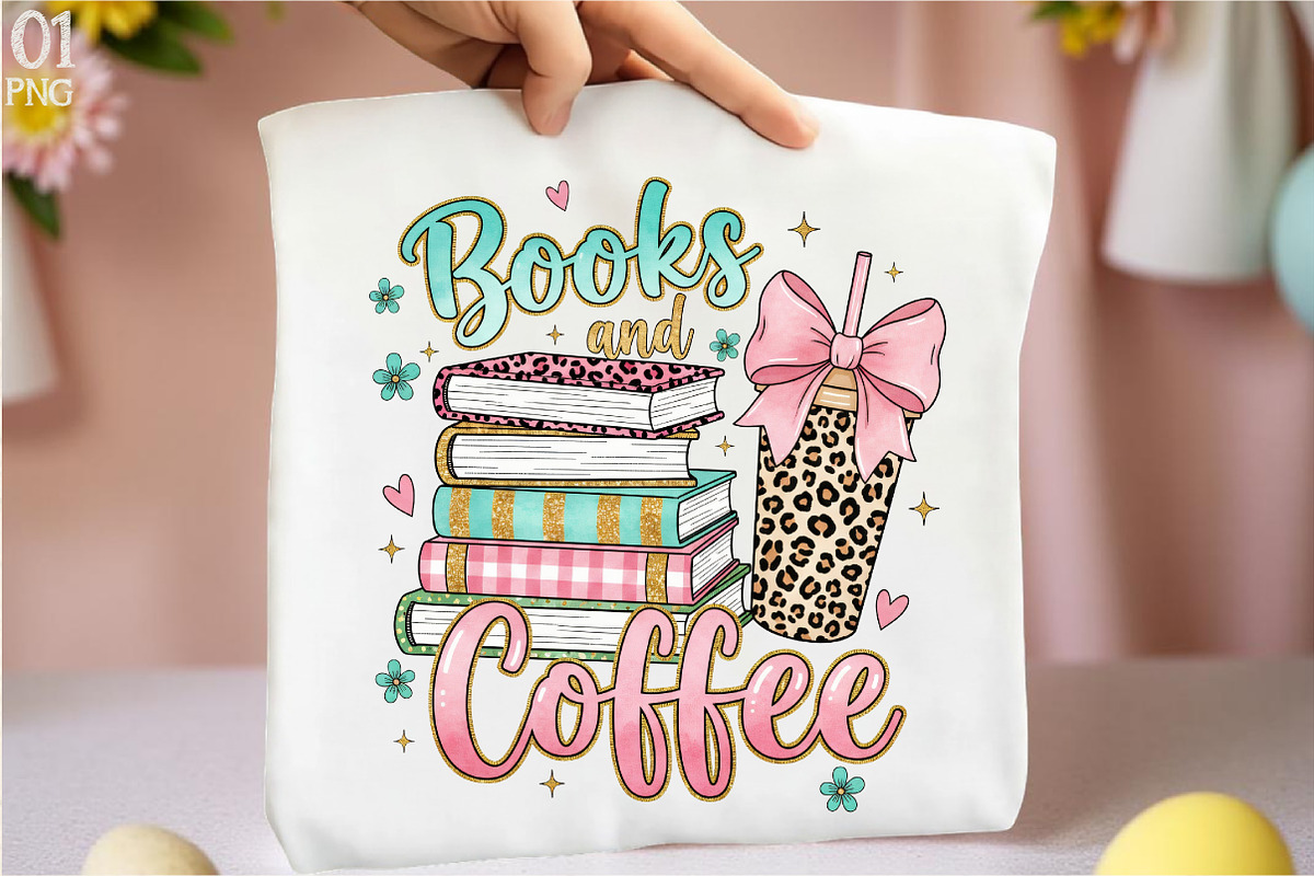 Books And Coffee PNG Sublimation Des, an Illustration by Libby Wishes (Photo 1 of 6)